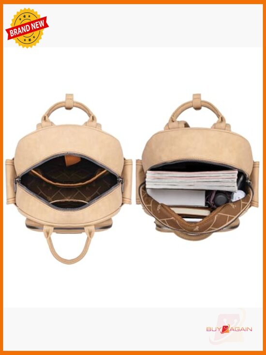 Faux Leather Backpack Purse with Adjustable Strap and Top Handle main image 4